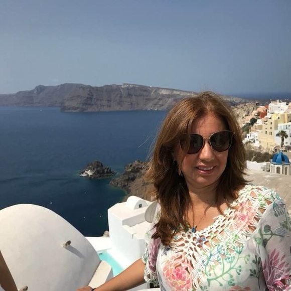 Italian Sheer Blouse V - Neck with Crochet appliqués. Size M - Picture 3 of 6